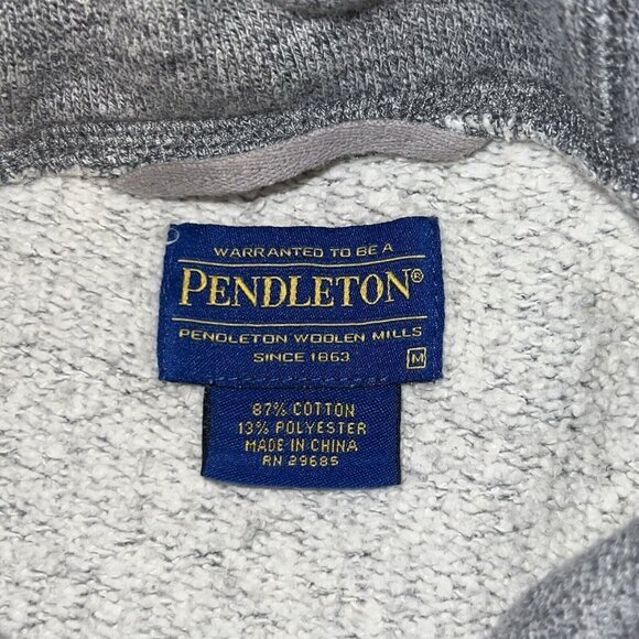 Pendleton Sweater Mens Size Medium Elbow Patch Cowl Neck Pullover Gray Cotton - Picture 3 of 9